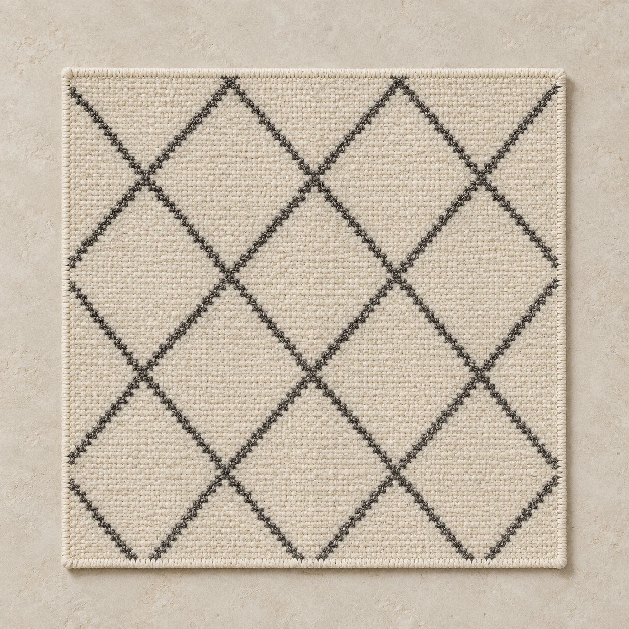 Ink Wool Swatch, Ivory & Charcoal, 20 × 20 cm / 7.9 × 7.9 in