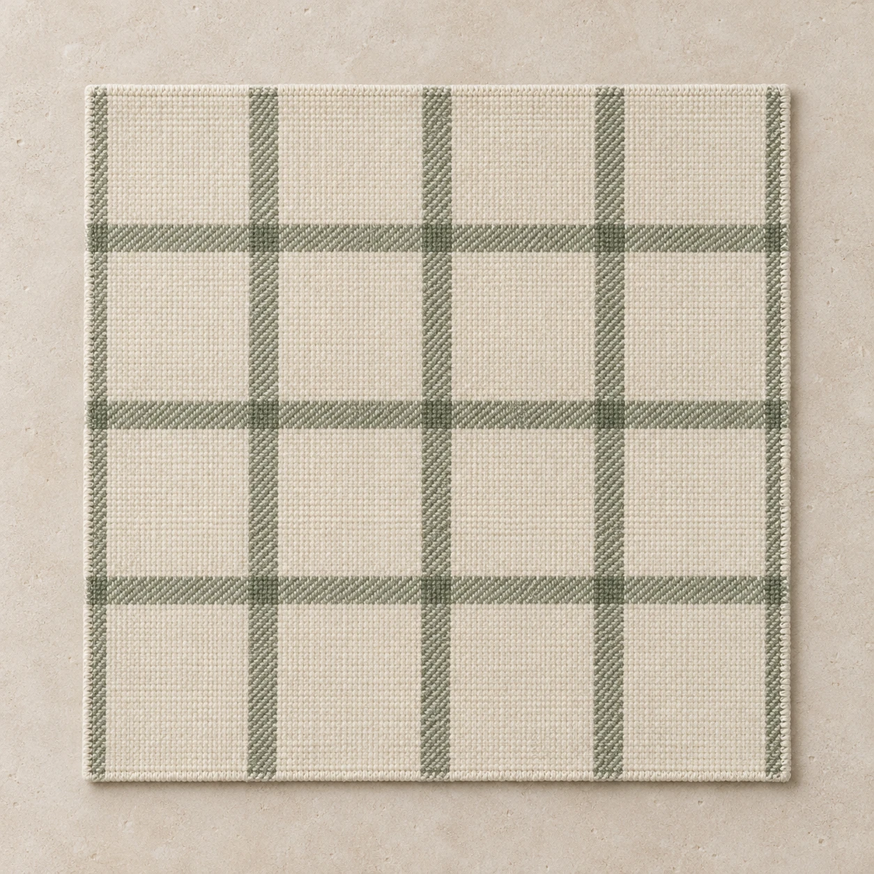 Sage Wool Swatch, Ivory & Sage, 20 × 20 cm / 7.9 × 7.9 in