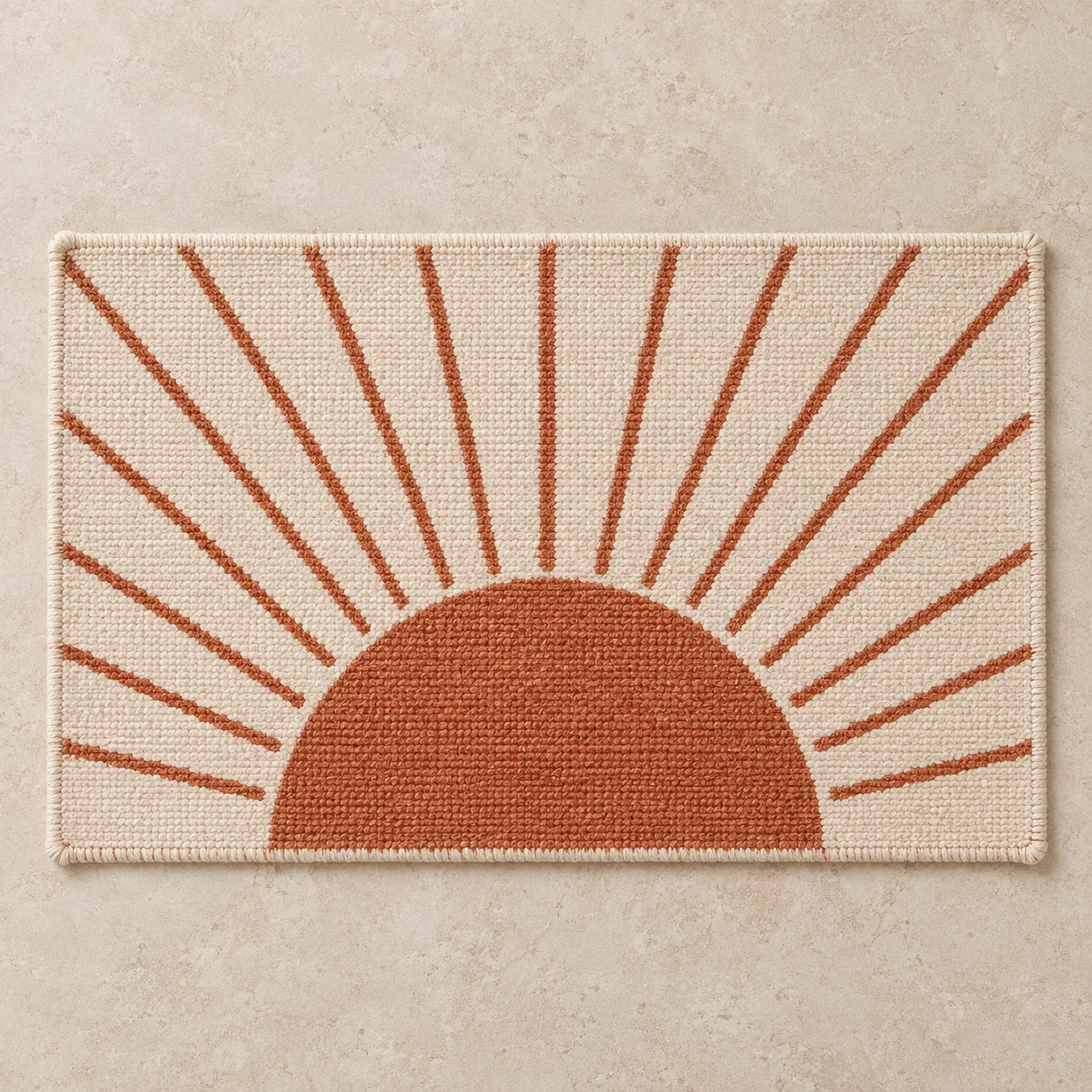 Solana Small Wool Mat, Terracotta & Cream, 40 × 60 cm / 15.7 × 23.6 in
