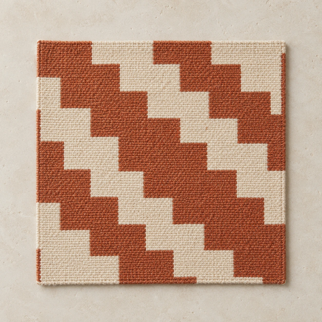 Terra Wool Swatch, Cream & Terracotta, 20 × 20 cm / 7.9 × 7.9 in